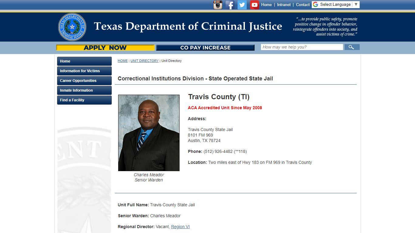 Travis County (TI) - Texas Department of Criminal Justice